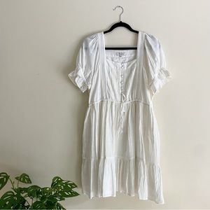 MADEWELL Puff-Sleeve Drawstring Mini Dress